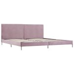 Vidaxl cadre de lit rose tissu 180 x 200 cm