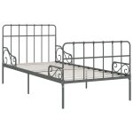 Vidaxl cadre de lit et sommier  lattes gris mtal 100 x 200 cm