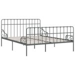 Vidaxl cadre de lit et sommier  lattes gris mtal 200 x 200 cm