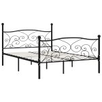 Vidaxl cadre de lit et sommier  lattes noir mtal 120 x 200 cm