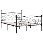 Vidaxl cadre de lit et sommier  lattes noir mtal 140 x 200 cm