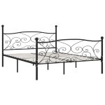 Vidaxl cadre de lit et sommier  lattes noir mtal 180 x 200 cm