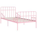 Vidaxl cadre de lit et sommier  lattes rose mtal 100 x 200 cm