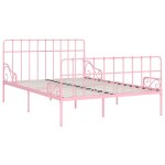Vidaxl cadre de lit et sommier  lattes rose mtal 160 x 200 cm