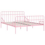 Vidaxl cadre de lit et sommier  lattes rose mtal 200 x 200 cm