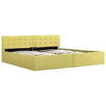 Vidaxl cadre de lit  stockage hydraulique jaune lime tissu 180x200 cm