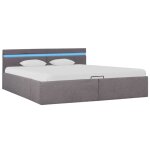 Vidaxl cadre de lit  stockage hydraulique  led taupe tissu 160x200cm