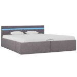 Vidaxl cadre de lit  stockage hydraulique  led taupe tissu 180x200cm