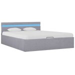 Vidaxl cadre de lit  stockage avec led gris clair tissu 120x200 cm