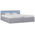 Vidaxl cadre de lit  stockage avec led gris clair tissu 180x200 cm