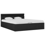 Vidaxl cadre de lit � stockage avec led gris fonc� tissu 140x200 cm
