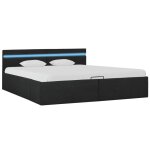 Vidaxl cadre de lit  stockage avec led gris fonc tissu 180x200 cm