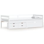 Vidaxl cadre de lit avec tiroirs et armoire blanc bois de pin 90x200cm Vidaxl cadre de lit avec tiroirs et armoire blanc bois de pin 90x200cm