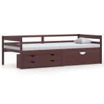Vidaxl cadre de lit avec tiroirs et armoire marron foncé pin 90x200 cm Vidaxl cadre de lit avec tiroirs et armoire marron foncé pin 90x200 cm