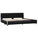 Vidaxl cadre de lit avec tiroirs noir similicuir 180 x 200 cm