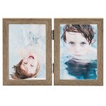 Vidaxl cadre photo d�pliable en deux marron clair 2x(10x15 cm)