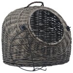Vidaxl cage de transport pour chats gris 60x45x45 cm saule naturel