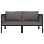 Vidaxl canap� � 2 places avec coussins anthracite r�sine tress�e