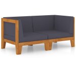 Vidaxl canap 2 places avec coussins gris fonc bois d'acacia massif