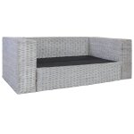 Vidaxl canap  2 places avec coussins gris rotin naturel