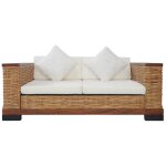 Vidaxl canap  2 places avec coussins marron rotin naturel