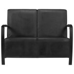 Vidaxl canapé à 2 places noir cuir véritable Vidaxl canapé à 2 places noir cuir véritable