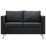 Vidaxl canap  2 places simili - cuir noir et gris fonc