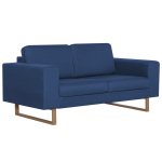 Vidaxl canap� � 2 places tissu bleu