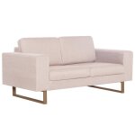 Vidaxl canap� � 2 places tissu cr�me