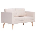 Vidaxl canap� � 2 places tissu cr�me