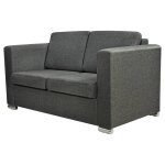 Vidaxl canap  2 places tissu gris fonc