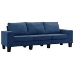 Vidaxl canapé à 3 places bleu tissu Vidaxl canapé à 3 places bleu tissu
