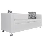 Vidaxl canap  3 places cuir synthtique blanc