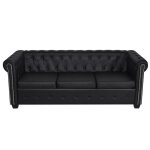 Vidaxl canap  3 places cuir synthtique noir