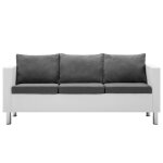 Vidaxl canapé à 3 places faux cuir blanc et gris clair Vidaxl canapé à 3 places faux cuir blanc et gris clair