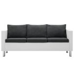 Vidaxl canapé à 3 places faux cuir blanc et gris foncé Vidaxl canapé à 3 places faux cuir blanc et gris foncé