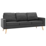 Vidaxl canap  3 places gris fonc tissu