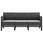 Vidaxl canap  3 places de jardin avec coussins anthracite pp