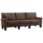 Vidaxl canap� � 3 places marron tissu