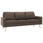 Vidaxl canapé à 3 places marron tissu Vidaxl canapé à 3 places marron tissu