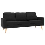 Vidaxl canapé à 3 places noir tissu Vidaxl canapé à 3 places noir tissu