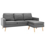 Vidaxl canap  3 places avec repose - pied gris clair tissu