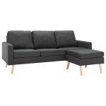 Vidaxl canap  3 places avec repose - pied gris fonc tissu
