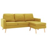 Vidaxl canap  3 places avec repose - pied jaune tissu