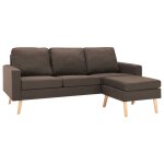 Vidaxl canap  3 places avec repose - pied marron tissu