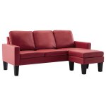 Vidaxl canap  3 places avec repose - pied rouge bordeaux similicuir
