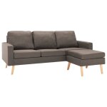 Vidaxl canap  3 places avec repose - pied taupe tissu