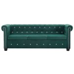 Vidaxl canap  3 places revtement en velours 199 x 75 x 72 cm vert