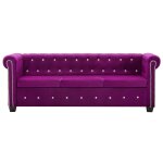 Vidaxl canap  3 places revtement en velours 199 x 75 x 72 cm violet