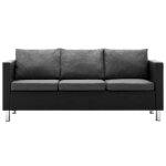 Vidaxl canap  3 places simili - cuir noir et gris clair